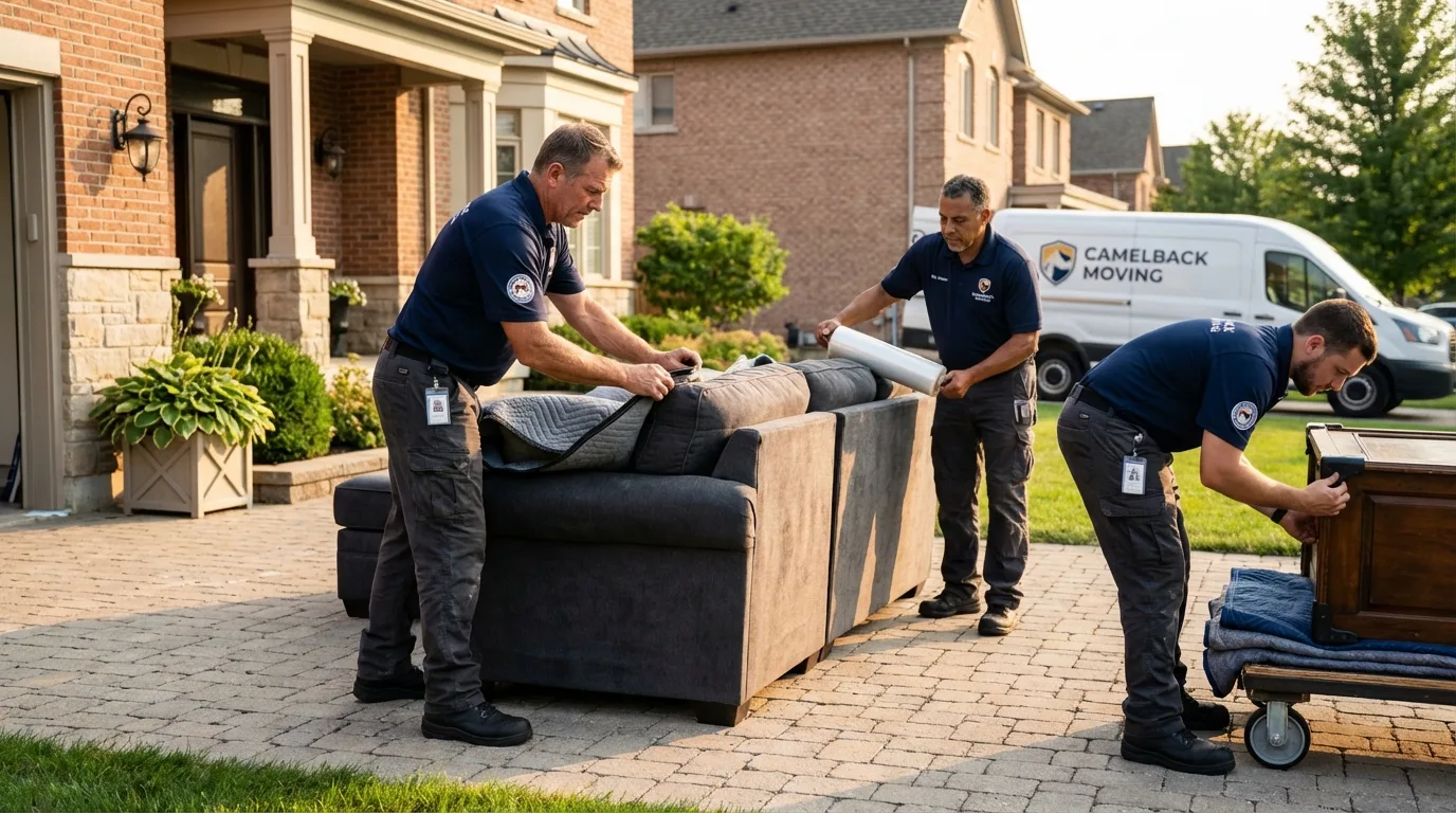 Large estate moving crew wrapping furniture in Du Quoin, IL