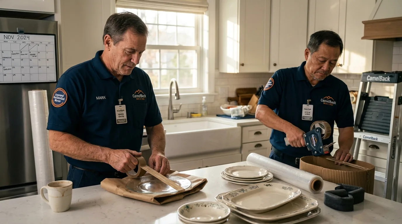Professional crew packing kitchen dishware in Du Quoin, IL